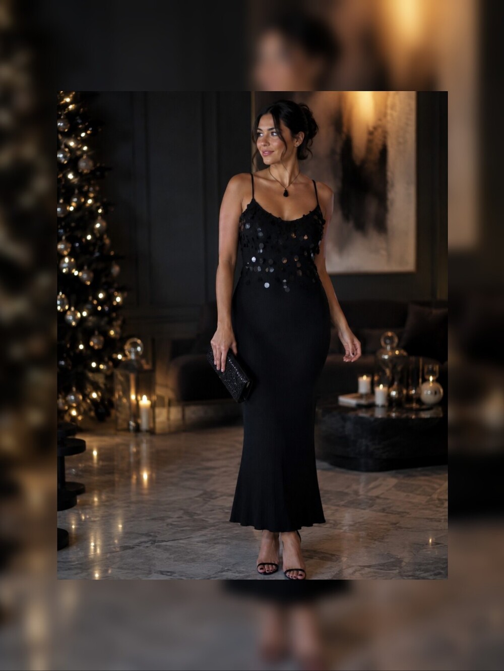 Black Market By Sheila Yen Black Sequin Dress 3/4